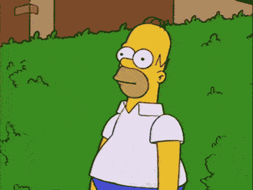 Homer disappearing into the bushes